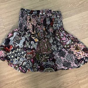 Multiprint smocked skirt